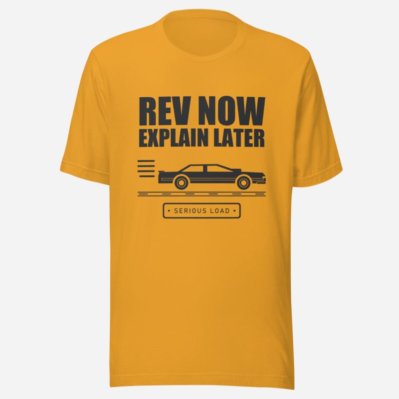 Serious Load Rev Now, Explain Later Van Division Tee in Mustard