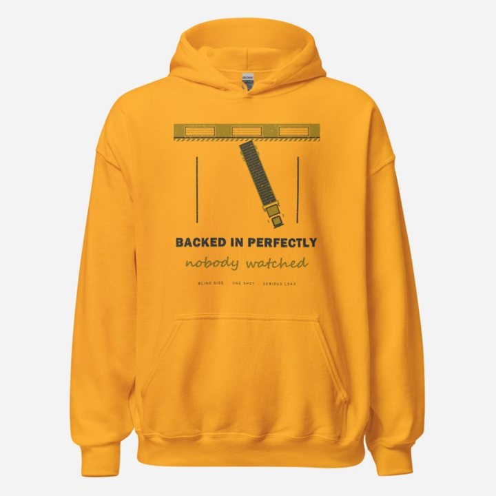 Serious Load Backed In Perfectly Freight Hoodie in Gold