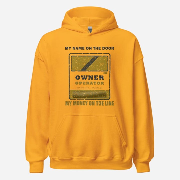 Serious Load My Name On The Door Freight Hoodie in Gold