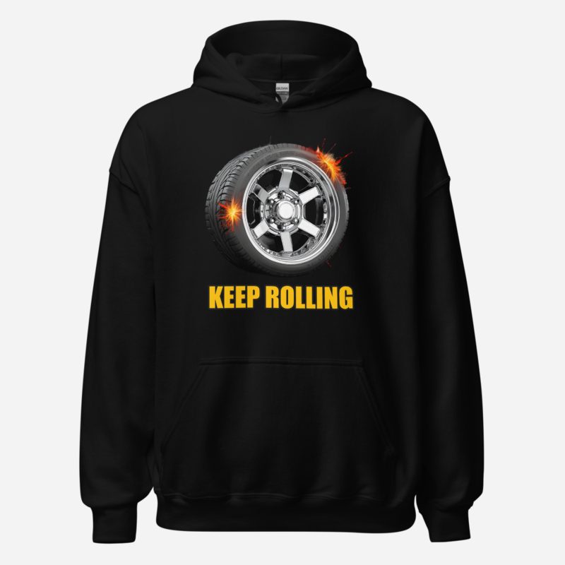 Serious Load Keep Rolling Chrome Wheel Hoodie Black